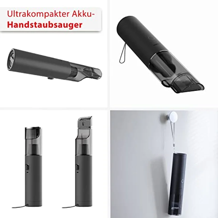 Roidmi Schwarz P1 Akku-Staubsauger, Handstaubsauger, HEPA Filter, bis zu 25 Minuten Akkulaufzeit, hohe Saugleistung mit 6.000 Pa, USB-Anschluss, Geräuscharm, LED-Beleuchtung – Bild 7