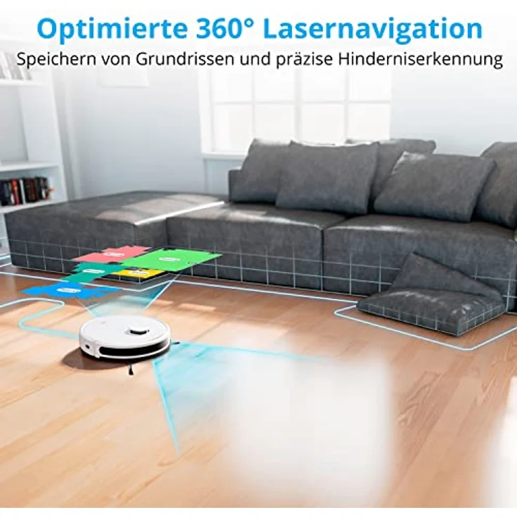 MEDION Saugroboter mit Absaugstation und Wischfunktion X20 SW+ (Lasernavigation, Starke 3000Pa Saugkraft, 2in1 Roboterstaubsauger, präzise Kartenerstellung, Go & No Go Bereiche, mehrere Etagen) – Bild 2