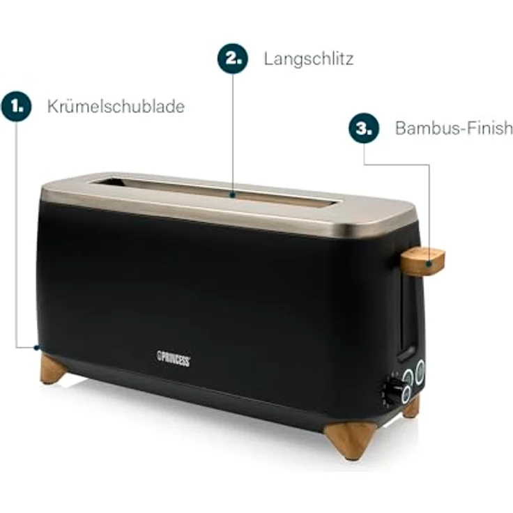 Princess 01.142361.01.001 Toaster, Schwarz - Preisvergleich – Bild 5