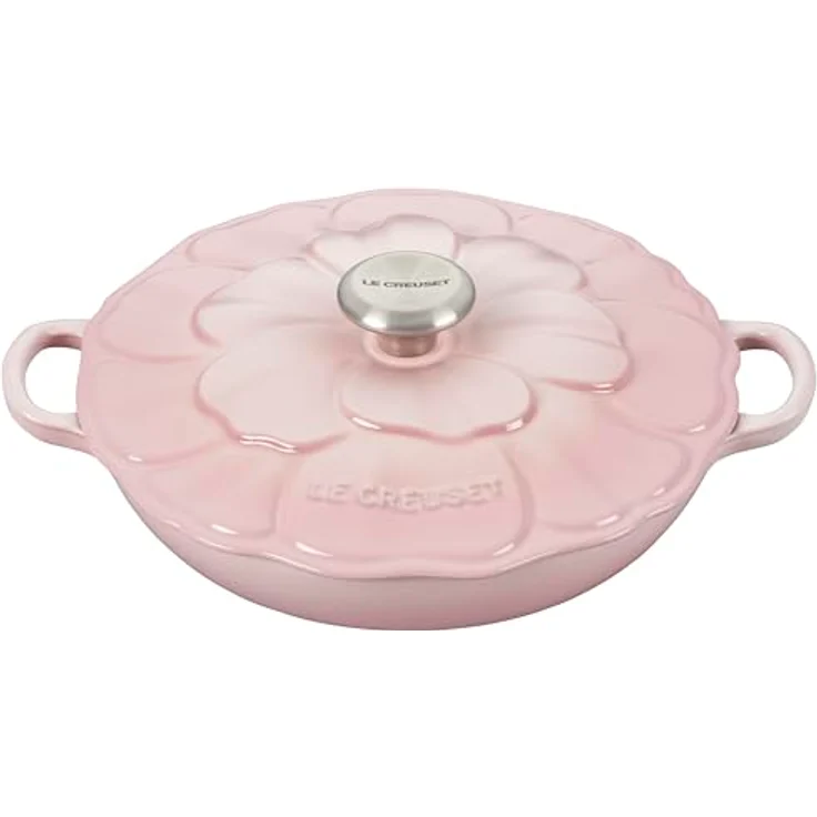 Le Creuset Signature Emaillierter Gusseisen-Blüten-Schmortopf, 2,25 l, Muschelrosa, hervorragende Wärmeverteilung und -speicherung, ofenfest bis 260 °C – Bild 1