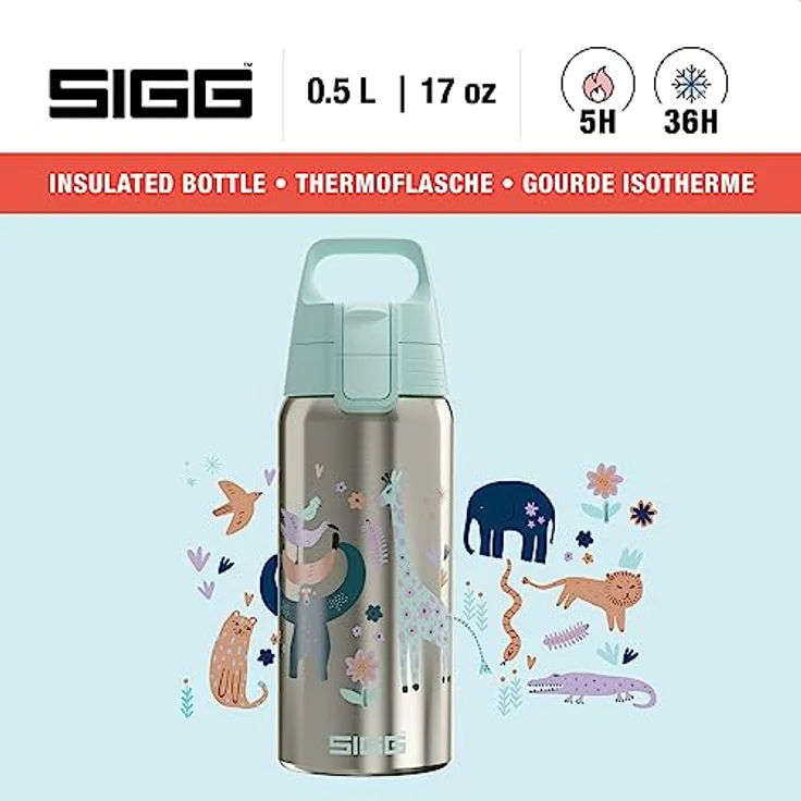 SIGG - Isolierte Trinkflasche Kinder - Shield Therm Kids - Für kohlensäurehaltige Getränke geeignet - Auslaufsicher - Spülmaschinenfest - BPA-frei - 90% recycelter Edelstahl - 0,5L – Bild 2