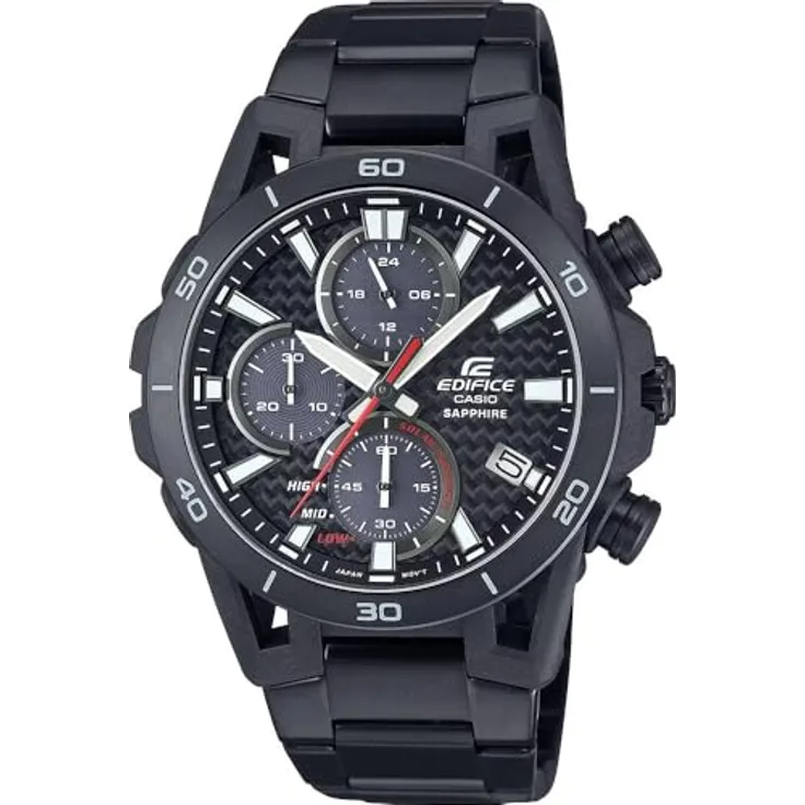 Casio Watch EFS-S640DC-1AVUEF, Solarbetriebene Chronograph-Uhr, Schwarz