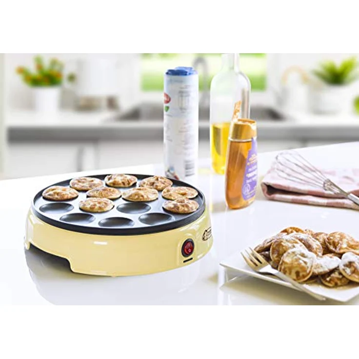 Bestron Poffertjes Gerät im Retro Design, Sweet Dreams, Antihaftbeschichtung, 800 W, Gelb – Bild 5