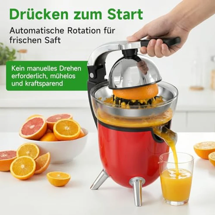 WOOX MX0217, Elektrische Tomatensaftpresse mit 100W Motor, grau und rot, ABS und Edelstahl, spülmaschinengeeignet – Bild 2