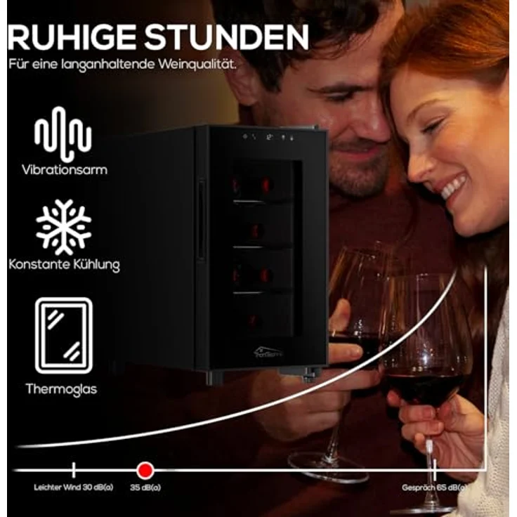 Tronitechnik® Weinkühlschrank Marseille, Minibar, 23 Liter, 8 Flaschen, LED Licht & Einschübe freistehend – Bild 3