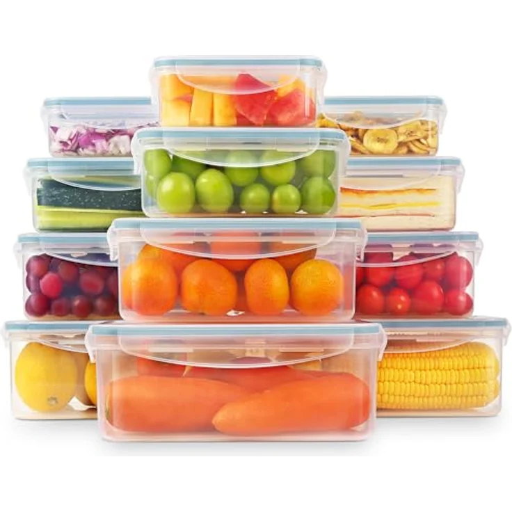 YASHE Frischhaltedose Set, 12-teilig, BPA-frei, 100% auslaufsicher, mikrowellen- und spülmaschinengeeignet, verschiedene Größen (0,5L - 2,5L) – Bild 1
