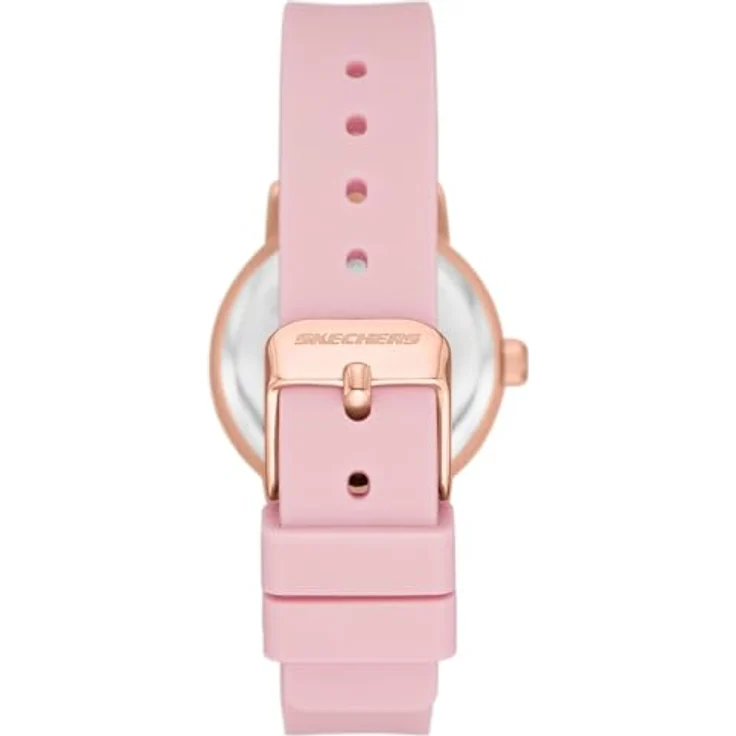 Skechers Damen Analog Quarz Uhr SR6297, 30-mm Gehäuse mit roségoldfarbenem Zifferblatt, Silikonarmband in Rosé, wasserdicht bis 30 m – Bild 3