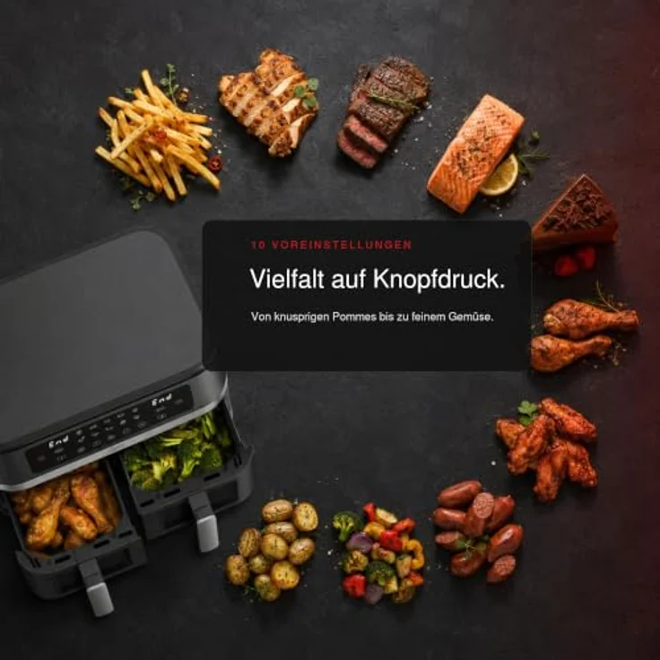 Solis Air Fryer Duo Typ 8102, Heißluftfritteuse mit 2 Kammern, 11 L, Sync-Funktion und Rapid Air Technologie – Bild 6