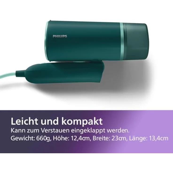 Philips Dampfglätter STH 3020/70, 1000 W, kompakt und einklappbar, grün – Bild 5