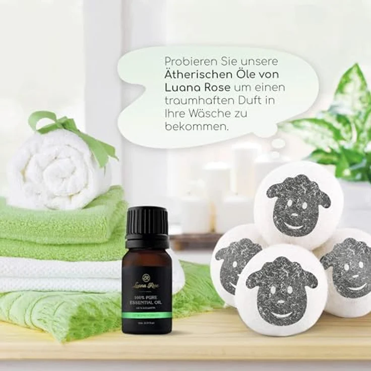 Luana Rose Trocknerbälle, 100% Schafwolle, Öko-freundlich, Set mit 6 Stück, hypoallergen, effizient für Daunen und allergikerfreundlich – Bild 4