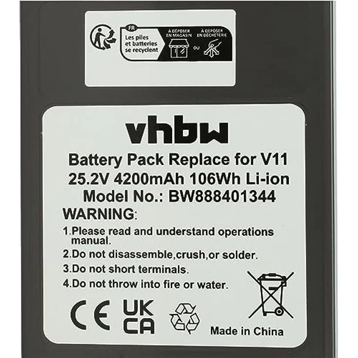 vhbw Akku kompatibel mit Dyson V15 Detect, V15 Detect Absolute Extra Staubsauger Dunkelgrau (4200 mAh, 25,2 V, Li-Ion) - Wiederaufladbarer Hochleistungsakku mit geprüften Zellen – Bild 5