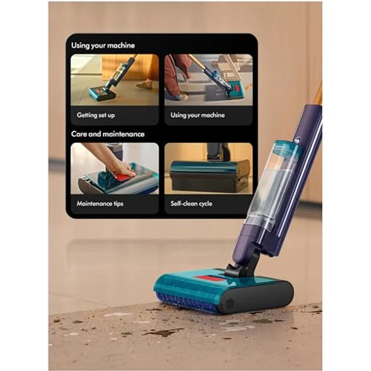 Dyson 432030-01 CLEAN+WASH HYGIENE, Akkubetrieb Nass- und Trockenreiniger mit selbstreinigender Mikrofaserwalze, flaches Design für niedrige Möbel – Bild 2