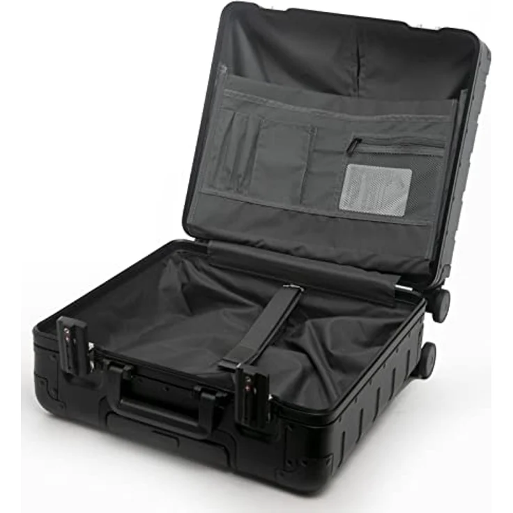 ALUMAXX 45192 Businesstrolley Gravity, Reisekoffer mit Overnight Fach und herausnehmbarer Fächermappe, Rollkoffer aus Aluminium, Trolleykoffer mit 4 Rollen, Koffer ca. 44 x 42 x 22,5 cm, Silber – Bild 3