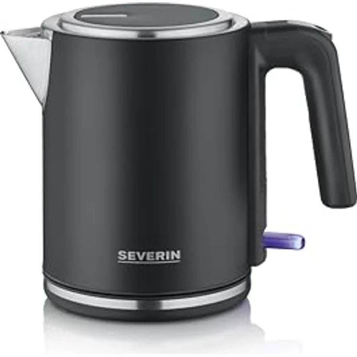 SEVERIN WK 9555 Wasserkocher 1L, leistungsstark & kompakt, schwarz-silber/Edelstahl, mit Wasserstandsanzeige, Kalkfilter & XXL-Öffnung – Bild 1