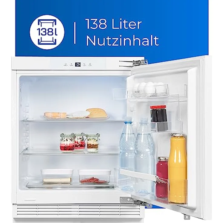 Exquisit Unterbau Kühlschrank UKS140-V-FE-010D | Nutzinhalt 138 l | Türanschlag wechselbar | LED Licht | Alarmsignal – Bild 4
