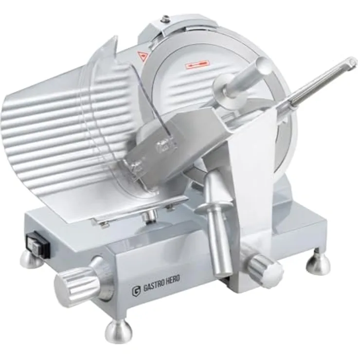 GastroHero Aufschnittmaschine ASM 300 mm, mechanischer Schrägschneider mit 0,2 - 15 mm Schnittstärke und 300 mm Messer