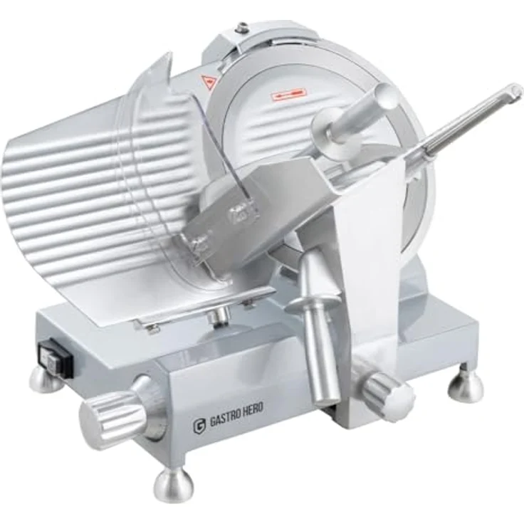 GastroHero Aufschnittmaschine ASM 300 mm, mechanischer Schrägschneider mit 0,2 - 15 mm Schnittstärke und 300 mm Messer – Bild 1