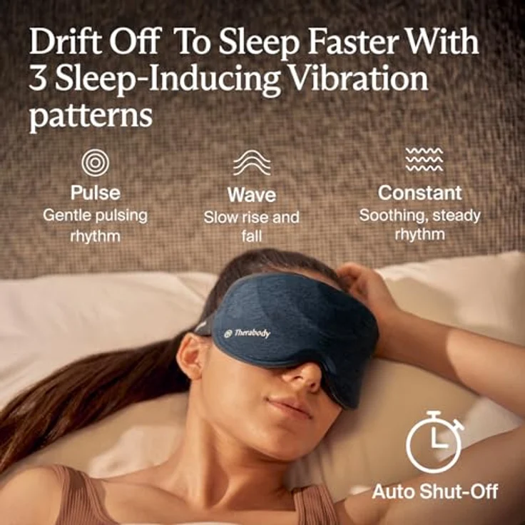 Therabody SleepMask Verdunkelungs-Augenmaske mit Vibrationen, 3 Vibrationsmuster, inkl. TheraMind-Sound, abnehmbar, waschbar – Bild 3