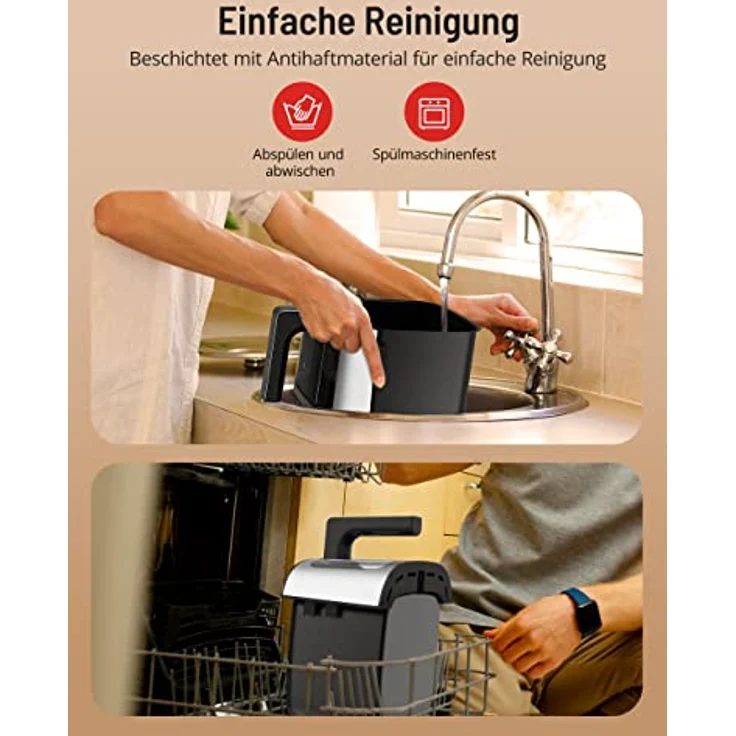 PARIS RHÔNE Heißluftfritteuse 4L XL mit Sichtfenster, 8-in-1 airfryer spülmaschinenfest mit One-Touch-Bedienung, antihaftbeschichteter Korb & abnehmbares Tablett – Bild 4