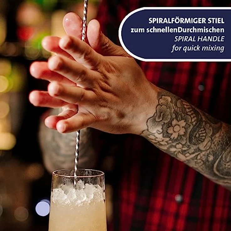 Westmark Barlöffel James – praktisches Bar-Zubehör zum Mixen von Cocktails, hochwertiger Spiral-Löffel für leckere Longdrinks, langer Stiel – Edelstahl 18/8 – Bild 5