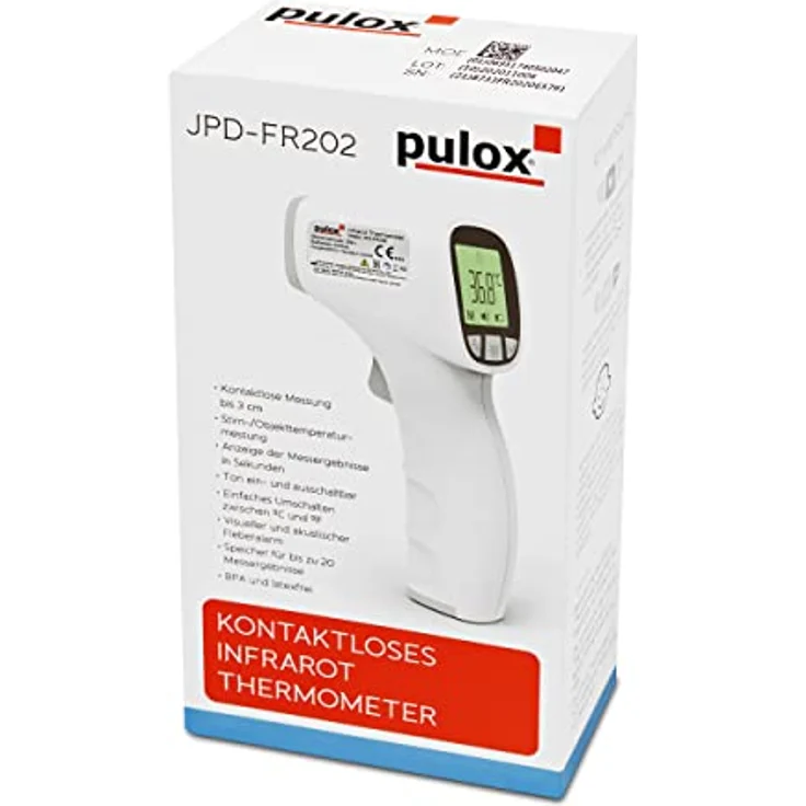 Pulox Fieberthermometer kontaktlos Stirnthermometer Infrarot JPD-FR202 hygienische Messung der Körpertemperatur für Kinder, Erwachsene, Babys – Bild 5