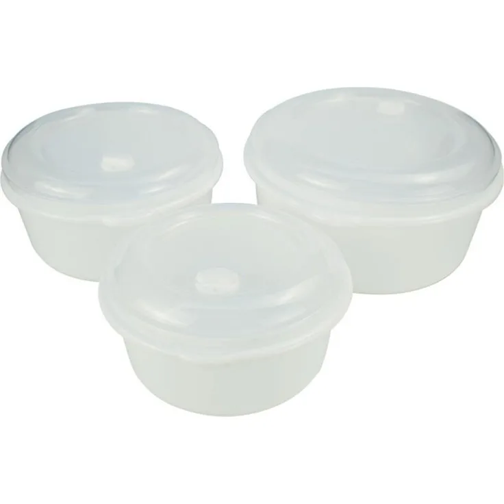 Michelino 3-tlg. Mikrowellendosen-Set Weiß, gefrier- und spülmaschinengeeignet, 650–1800 ml