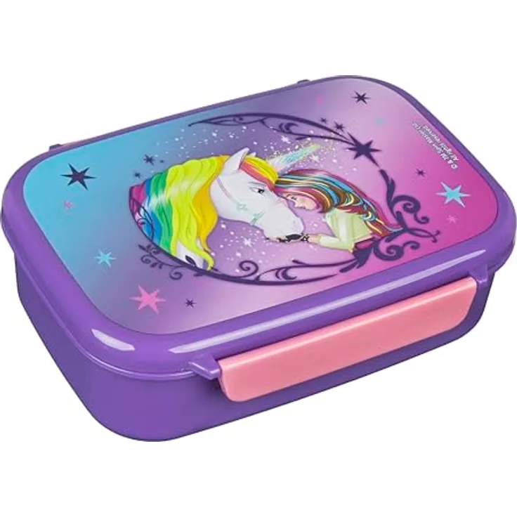 Unicorn Academy Lunchbox Lila, Brotdose 18 x 14 x 6 cm für Schule und Freizeit, leicht und kompakt