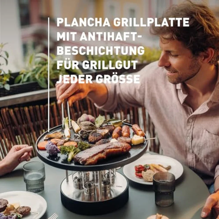 höfats CIRCLE 35 Tischgrill, Indoor & Outdoor Bioethanol Planchagrill mit flexibler Temperaturkontrolle und emaillierter Gusseisen-Grillplatte – Bild 5