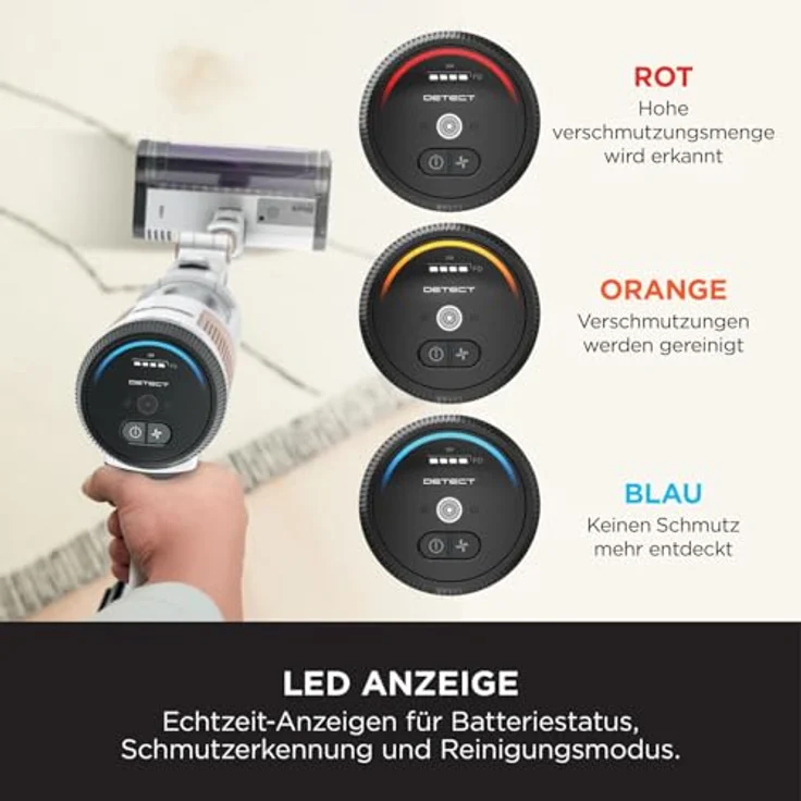 Shark Detect Clean & Empty Akku-Staubsauger, kraftvolle Saugkraft mit DirtDetect-Technologie, selbstleerender 2-l-Basisstation, 60 Min. Laufzeit, Anti Hair Wrap, Staub-Fugendüse, Weiß – Bild 6