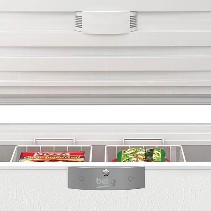 Beko HSM22340 Gefriertruhe, 230 l Nutzvolumen, 2 Gefriergutkörbe, LED-Anzeige, abschließbar, Innenbeleuchtung, Weiß – Bild 3