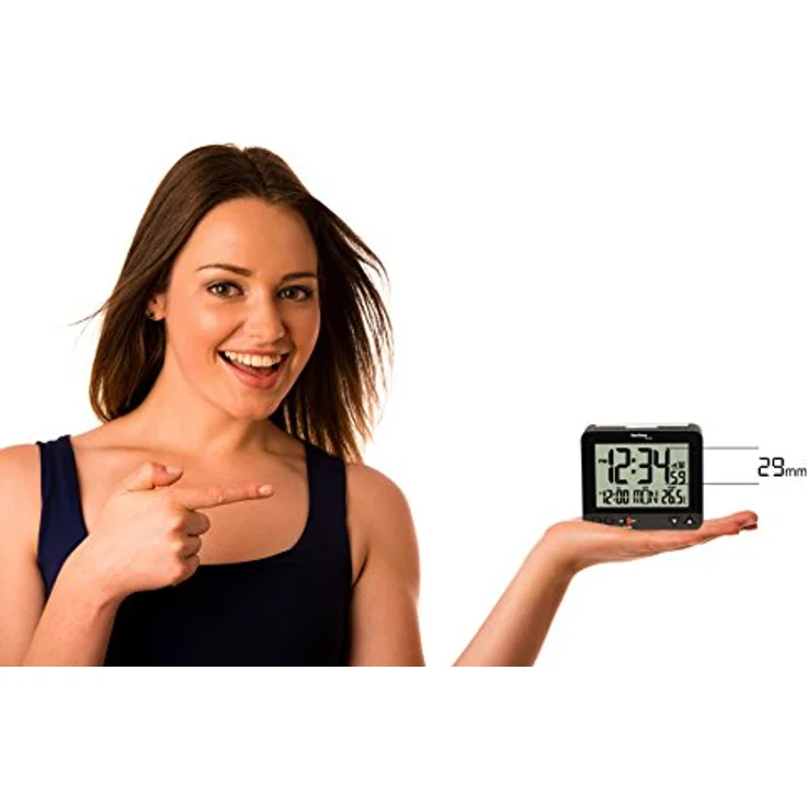 TECHNOLINE Funkwecker WT 195 mit Innentemperaturanzeige und Nachtlich, Schwarz – Bild 5