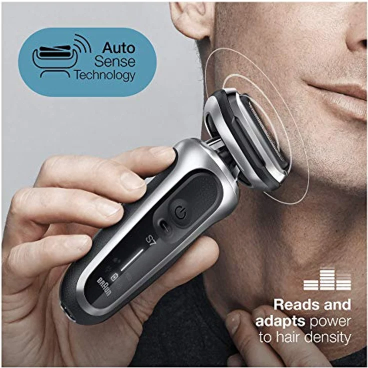 Braun Series 7 Rasierer Herren mit 360° Anpassung, Elektrorasierer & Präzisionstrimmer, Reinigungsstation, AutoSense, Wet & Dry, EasyClick Funktion, 70-S7200cc, silber – Bild 3