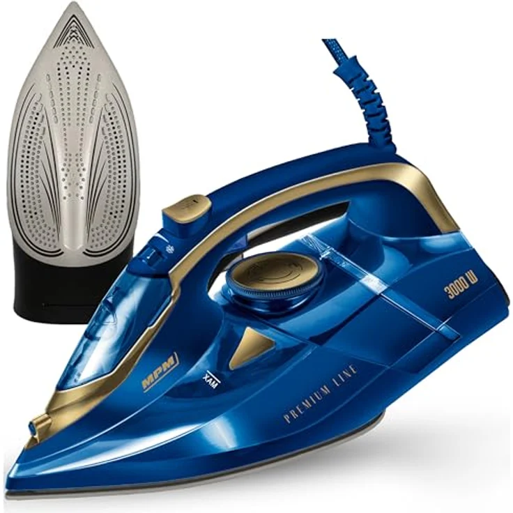 MPM MZE-24/G Bügeleisen mit Keramiksohle, 3000W, 190g Dampfstoß, kontinuierlicher Dampf, vertikale Dampffunktion, Auto Shut-Off, 300ml Wassertank – Bild 1