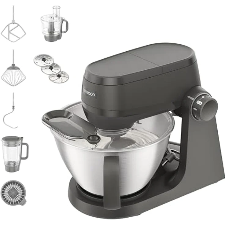 Kenwood KHC30.050GY, Küchenmaschine mit 1.000 Watt Motor, vielseitigem Zubehör und spülmaschinenfesten Teilen, grau – Bild 1