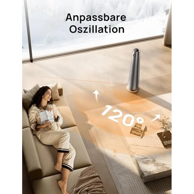 Dreo Heizlüfter 2000W, Elektrische Heizung mit Fernbedienung, 25 dB, 120° Oszillation, Energiesparendes ECO-Modus, Thermostat, Überhitzungs- & Kippschutz – Bild 7