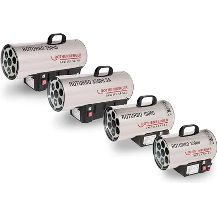 Rothenberger RoTurbo 19000 Heizkanone, Piezo-Zündung, inkl. Propangasschlauch und Regler, 18,5 kW, Silber – Bild 9