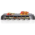 bmf-versand® Raclette Grill 12 Personen XXL - Tischgrill Elektrisch Groß abnehmbare Platten leichte Reinigung - Elektrogrill mit Thermostat Pfännchen antihaftbeschichtet Spachtel 1800 Watt