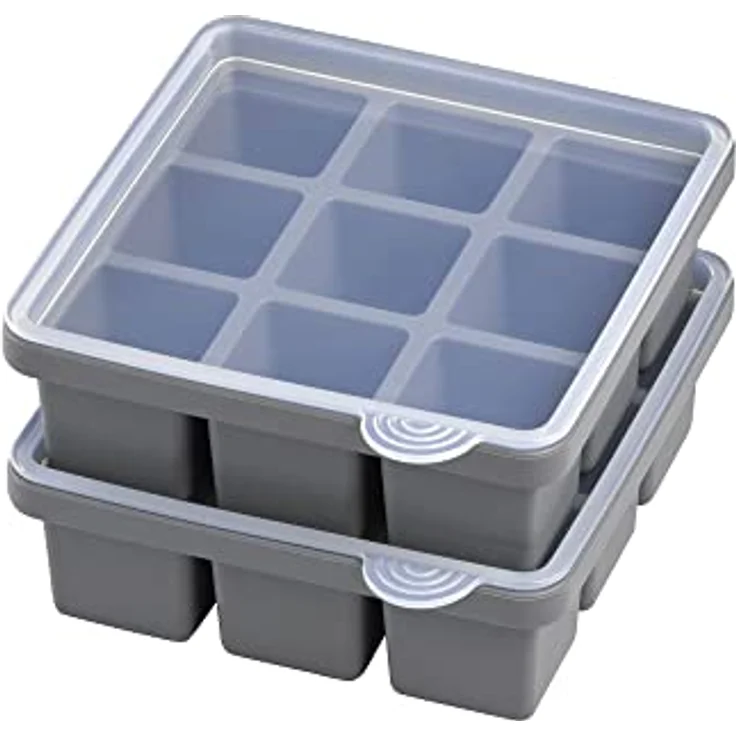 APS Eiswürfelform inklusive transparentem Deckel, für 9 Eiswürfel, Eiswürfelgröße 4 x 4 x 4 cm, Silikon – Bild 2