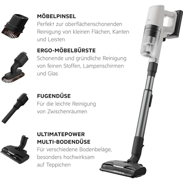 AEG Serie 8000 Akku Staubsauger / Kabellos / Alle Böden / AutoModus / bis zu 99% Staubaufnahme / bis zu 50 min Laufzeit / 21,6V Akku / Zubehör / Weiß – Bild 2