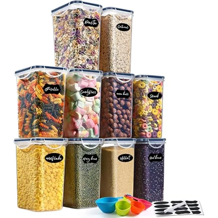 YASHE Vorratsdosen Set, 10 Stück 1.5L, luftdicht, BPA-frei, Plastik Frischhaltedosen mit Deckel für trockene Lebensmittel, ideal für Müsli, Mehl und Zucker – Bild 1