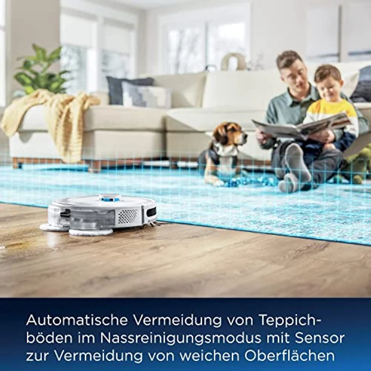 BISSELL SpinWave R5 | Saugroboter mit Wischmopp | LIDAR-Navigation | Teppichböden und Teppiche Erkennung | Leistungsstarkes Saugen bis 2000pa | Kabelloser Staubsauger | 61 dB | Weiß | 3475N – Bild 5