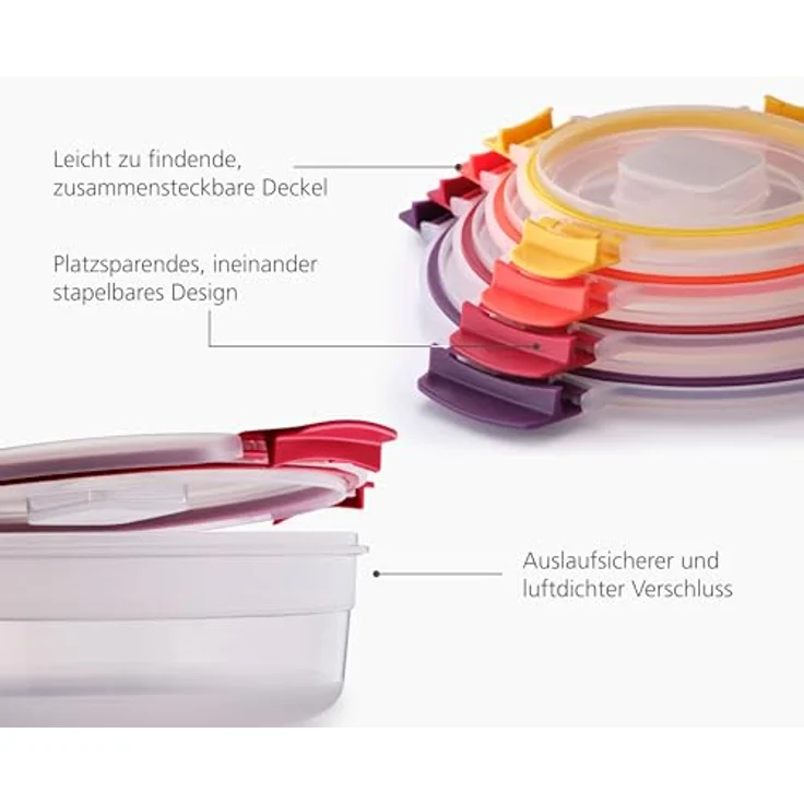 Joseph Joseph Nest Lock, 4-teiliges Frischhaltedosen-Set rund, luftdicht und stapelbar, mehrfarbig, BPA-frei – Bild 5