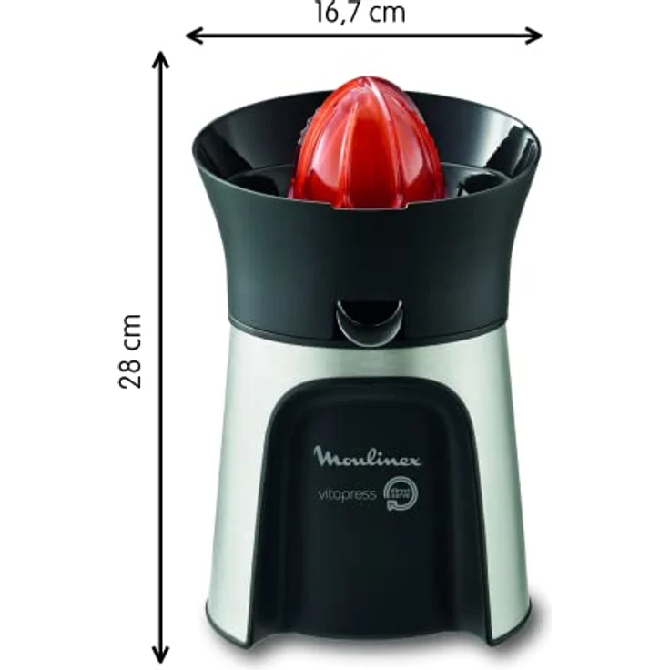 Moulinex PC603D Elektrischer Entsafter mit Direktserviersystem, Inklusive 3 Presskegel, Automatisches Ein-- Ausschalten, Tropfstopp System, 100W, Edelstahl- dunkelgrau – Bild 2