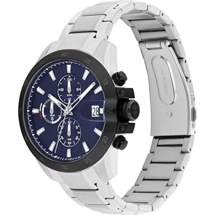 Tommy Hilfiger 1792198, Herrenarmbanduhr mit Dual-Time-Funktion, silbernes Edelstahlarmband und dunklem Zifferblatt – Bild 2