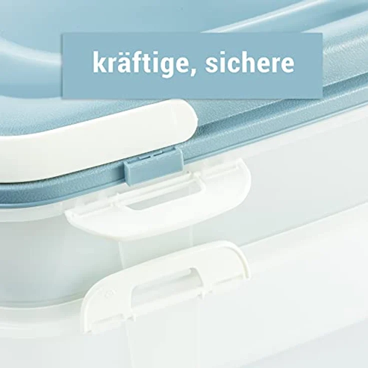 Kuchen Transportbox & Cupcake/Muffin Transportbox - Kuchenbehälter, 2 Etagen Rechteckig Partycontainer mit Hebeeinsatz + Deckel mit Tragegriffen & Clickverschlüssen, 40x30x18cm, Made in EU, Blau – Bild 4