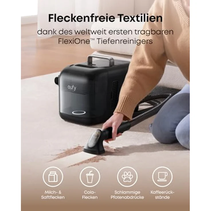 eufy Omni E28 HydroJet Saugroboter mit Wischfunktion, 20.000Pa Turbo-Saugkraft, tragbarer Tiefenreiniger, DuroSpiral Entwirrbürsten, CornerRover Arm, All-in-One-Station für Tiere & Kinder – Bild 3