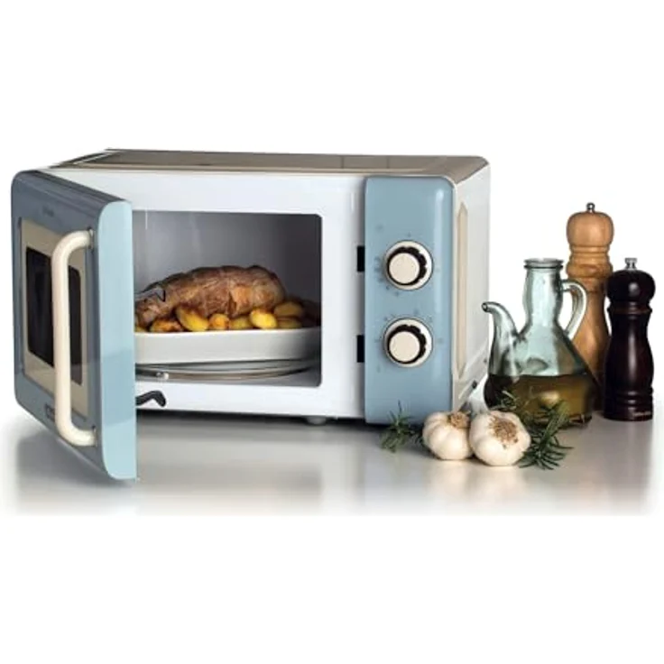 Ariete Mikrowelle Vintage 20 Liter, 800 Watt, 3-in-1 Funktionen, hellblau – Bild 3