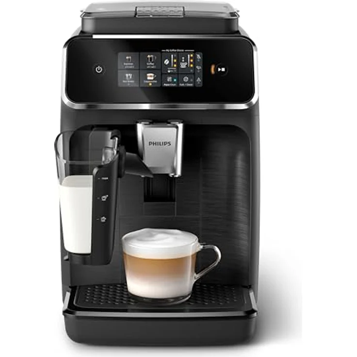 Philips 2300 Series Kaffeevollautomat - 4 Getränke, Modernes Farb-Touchscreen-Display, LatteGo-Milchsystem, SilentBrew, 100% Keramikmahlwerk, AquaClean Filter. Mattschwarz – Bild 1