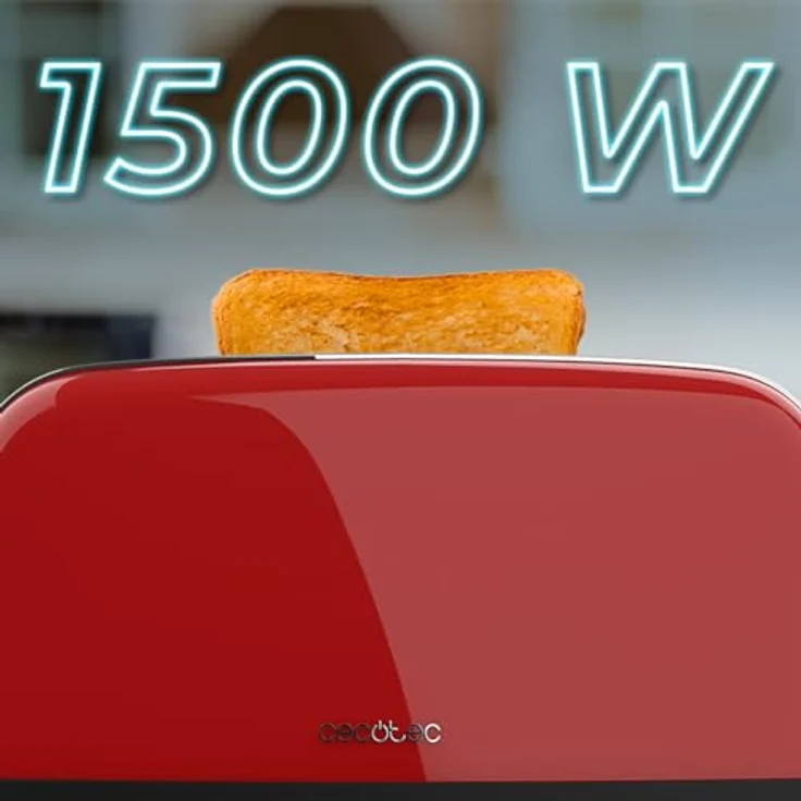 Cecotec Vertikaler Toaster Toastin' time 1500 Red Lite, 1500W Leistung, Kapazität für 4 Toasts, langer doppelter Schlitz, 3,8 cm breit, 7 Röststufen – Bild 5
