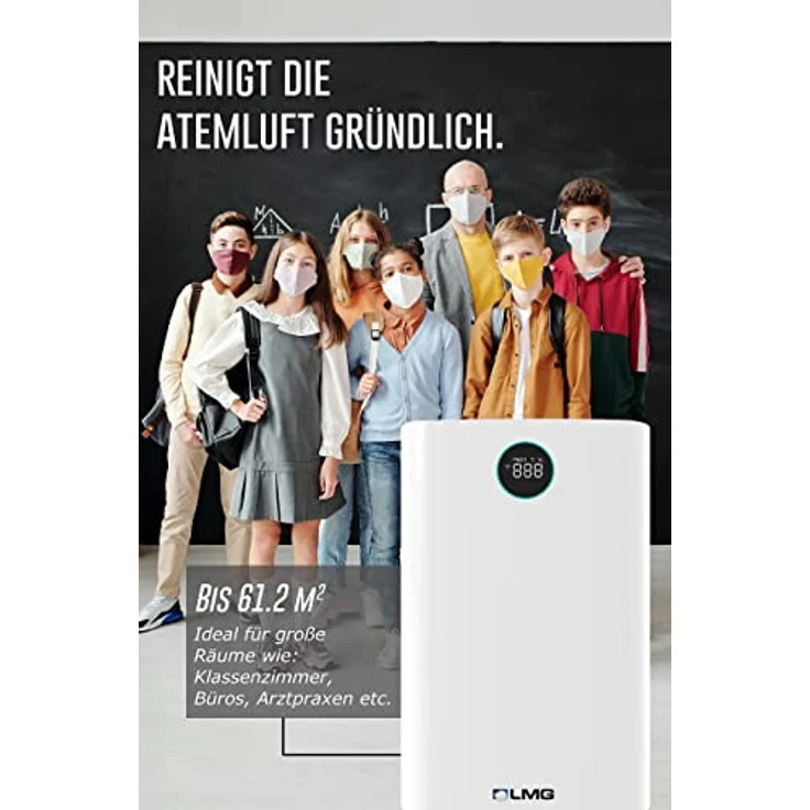 LMG Germany Professioneller Luftreiniger für Räume bis 73 qm, HEPA13 Filter, Aktivkohlefilter, UV Licht, WiFi steuerbar – Bild 3